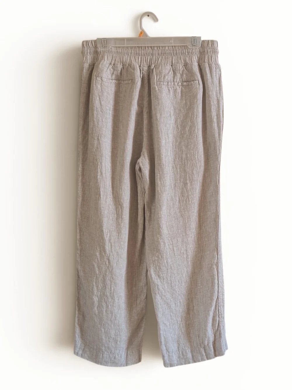 Quince 100% Linen Wide Leg Elastic Drawstring Pants Beige/Natural Flax Sz L
